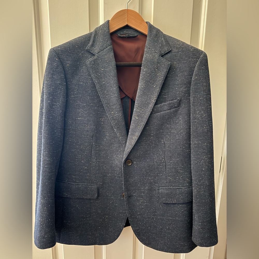 Jetsetter Knit Blazer 40S in Navy Donegal Glen Plaid